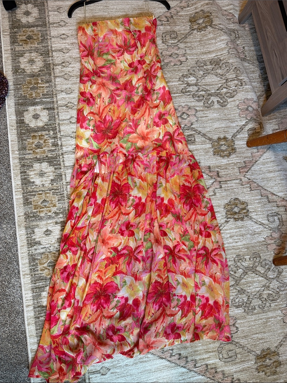 Promesa Floral Pink & Coral Drop Waist Dress